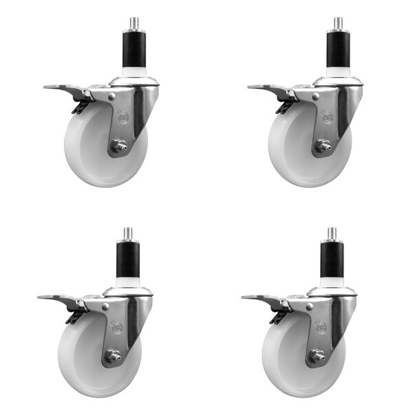 Service Caster 4'' Nylon Swivel 1-3/8'' Expanding Stem Caster Set Total Lock Brake, 4PK SCC-EXTTL20S414-NYS-138-4 - main
